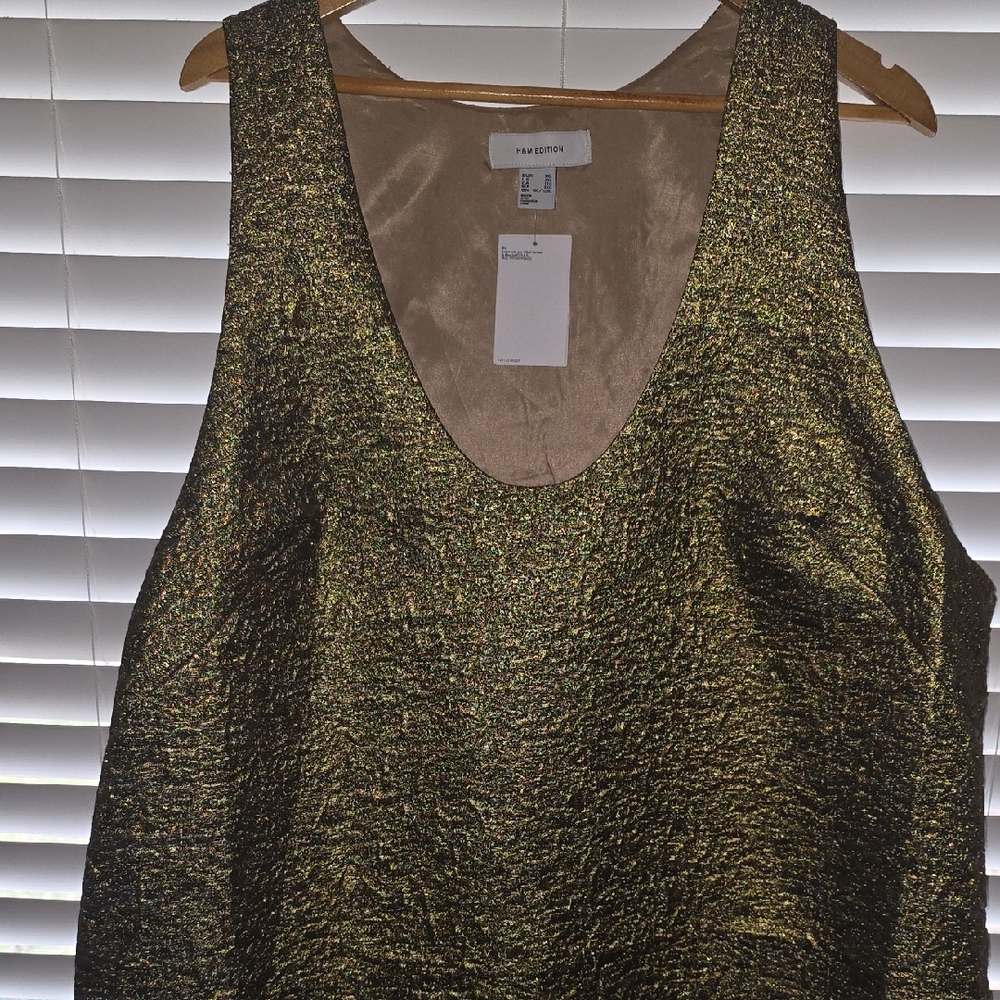 H&M Metallic Gold Oversized SHEATH DRESS